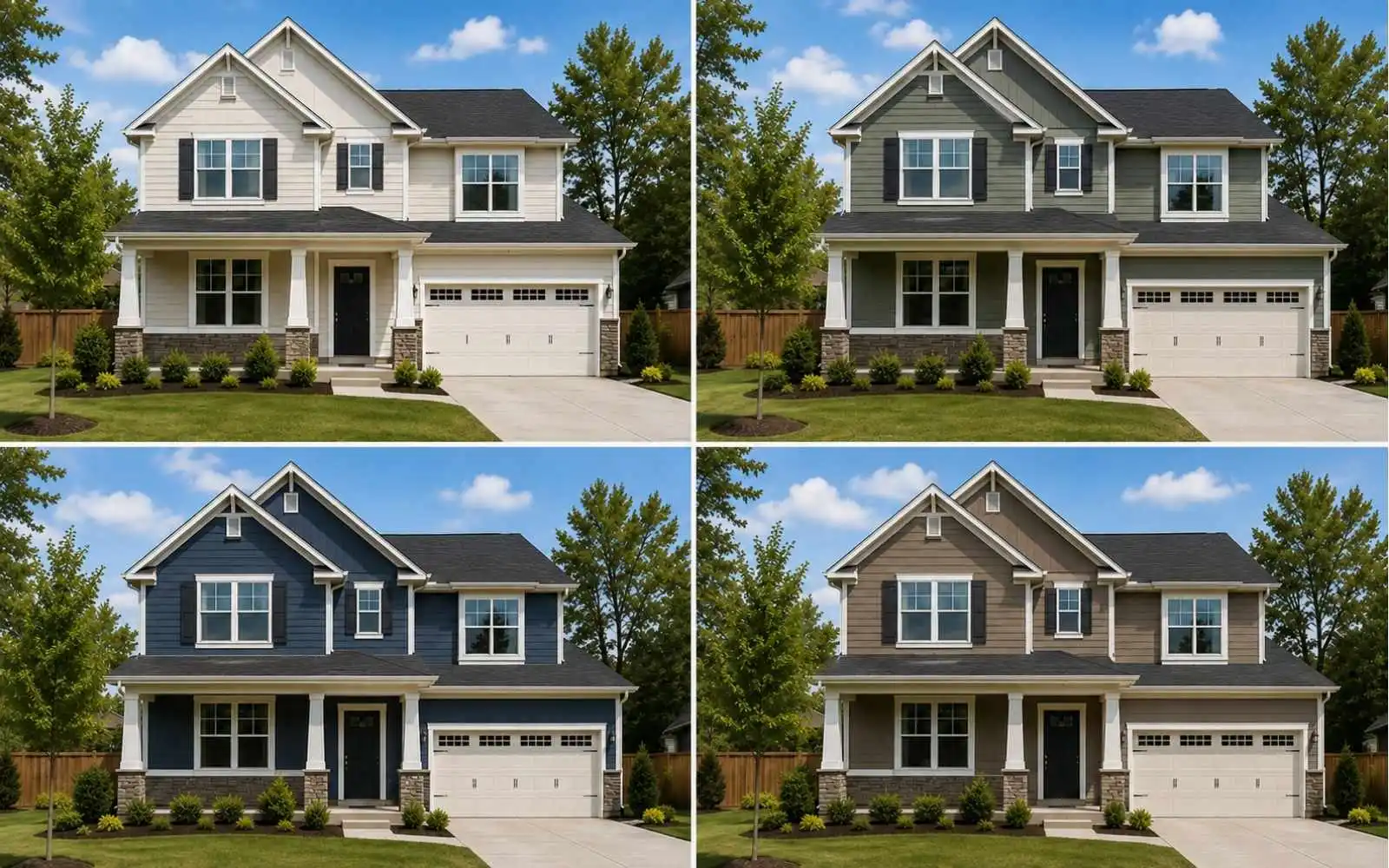 Testing four exterior paint colors on the same house with House AI