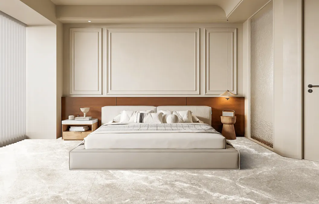Room with gray wood-style floor