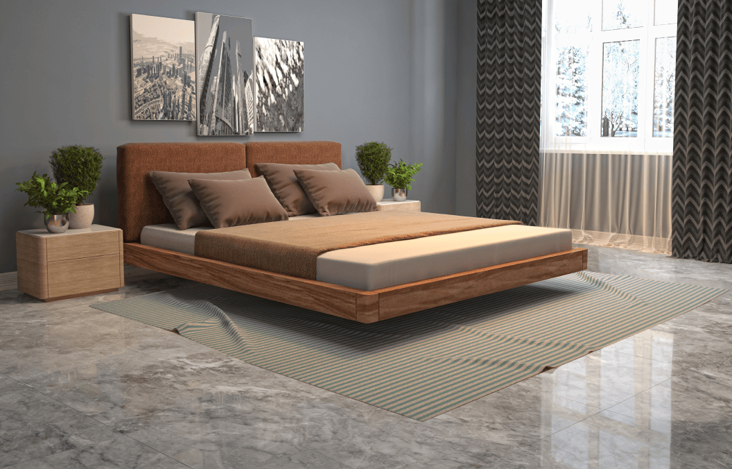 Floor with cool grey tile look