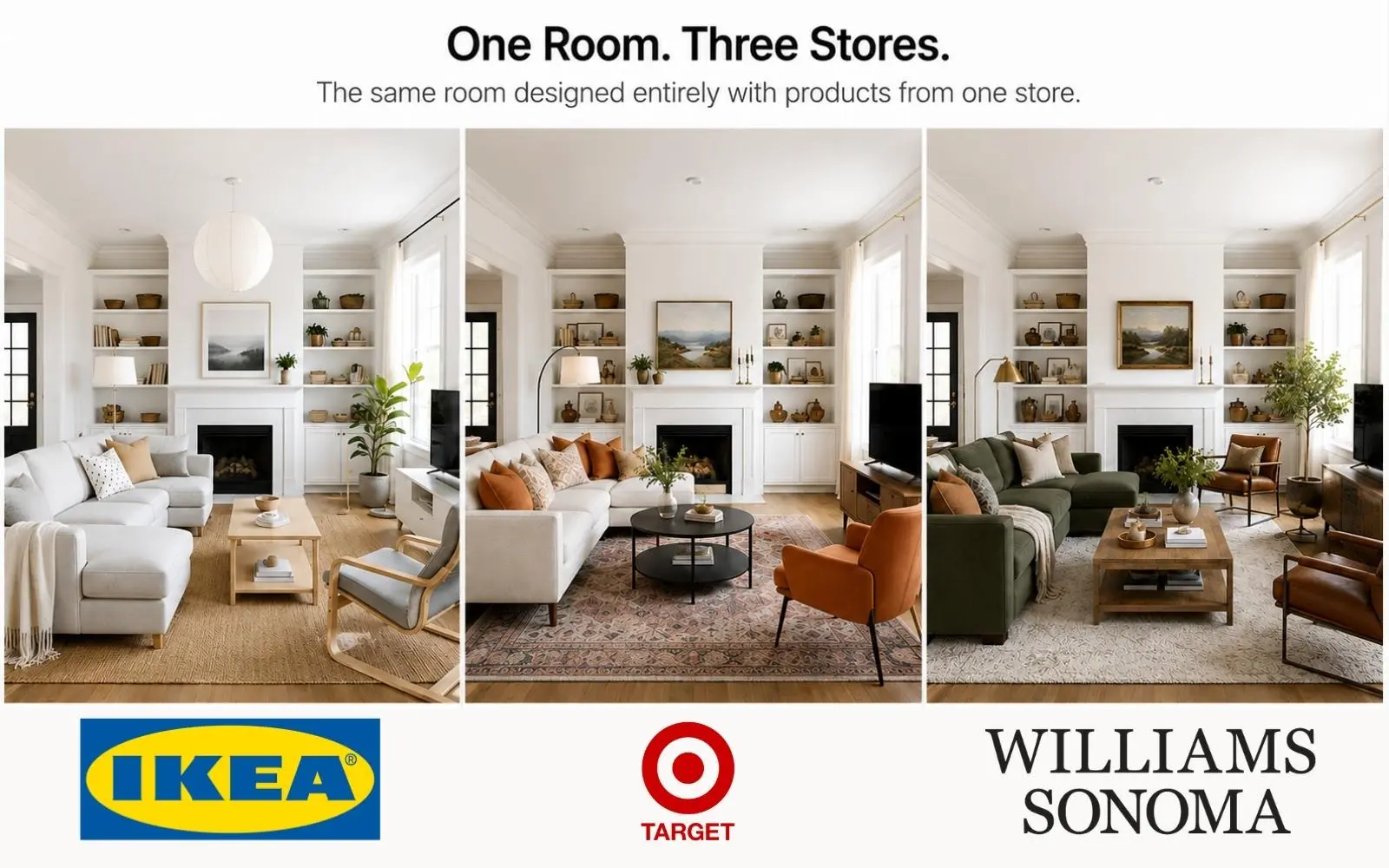 One room designed entirely from IKEA, Target, and Williams-Sonoma products