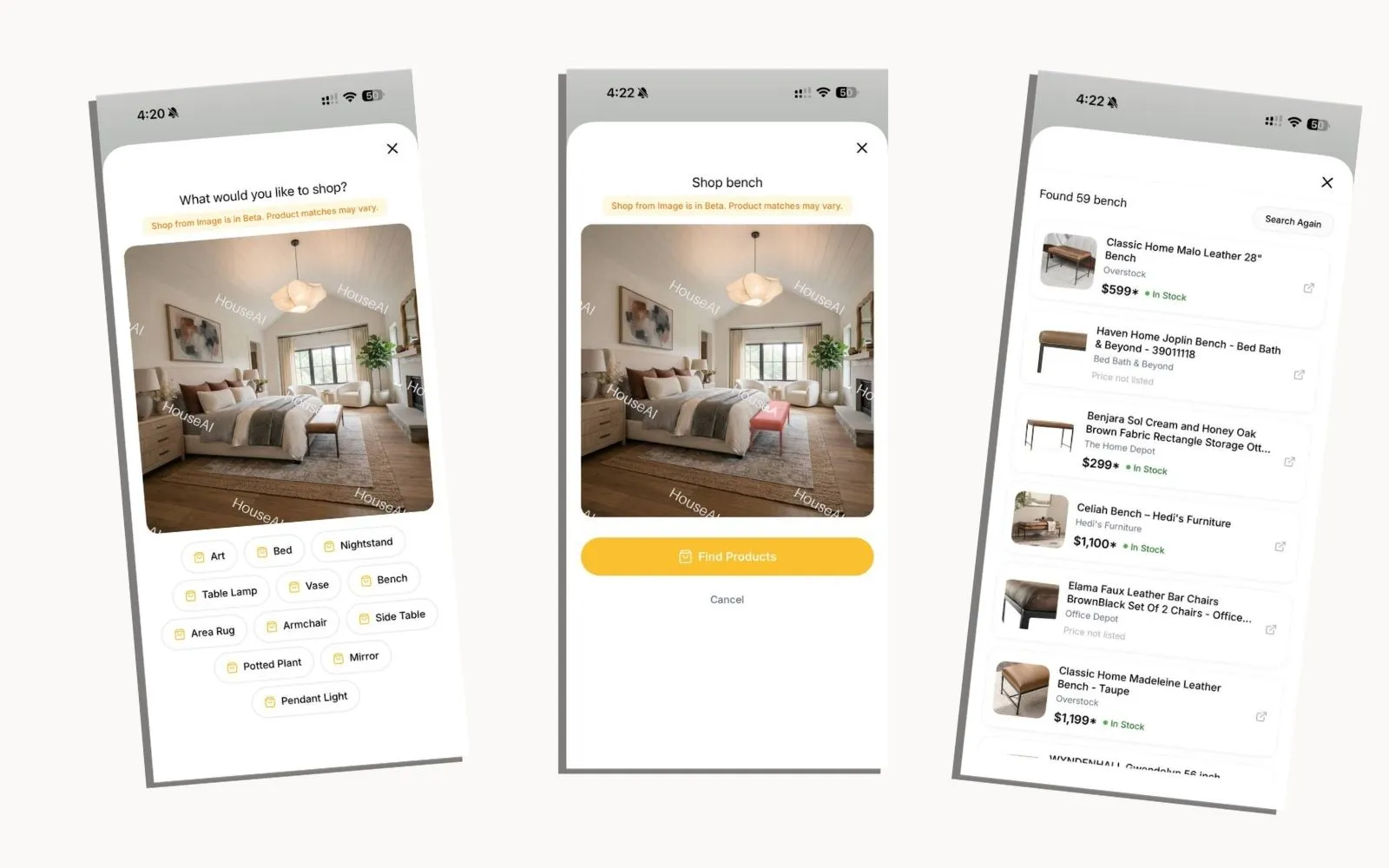 House AI shoppable furniture from IKEA, Target, and Home Depot